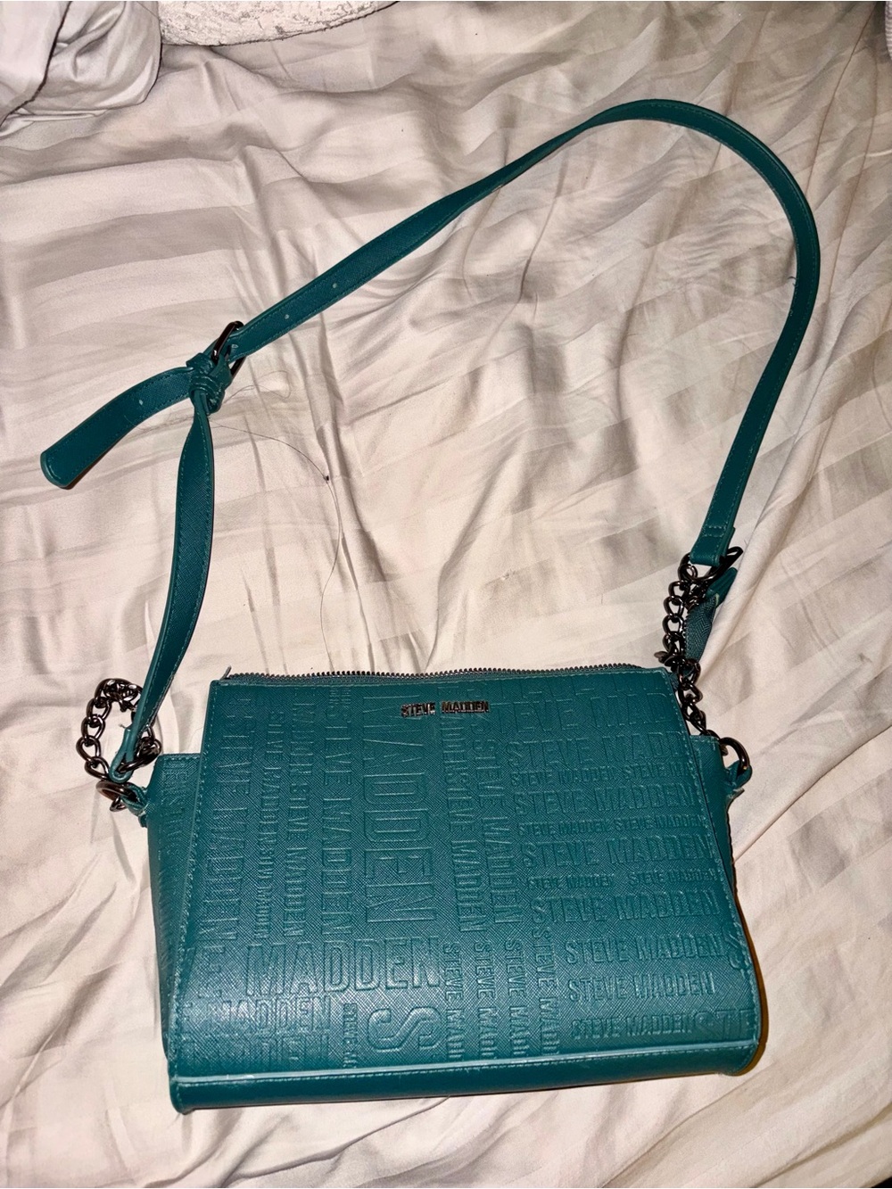 Steve Madden Teal Embossed Leather Crossbody Bag